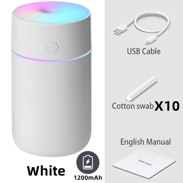 Wireless Air Humidifier Diffuser Portable USB Ultrasonic Humidifiers Home 1200mAh Battery Rechargeable humidificador Mist Maker