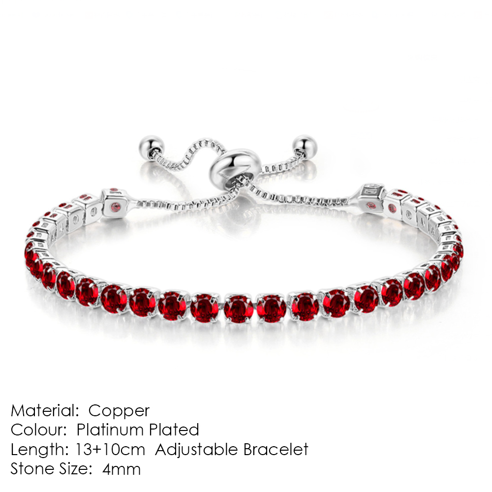 Tennis Bracelets For Women Shining White Gold Color Single-layer Zircon Adjustable Slider Buckle Charm Bracelet Fashion Jewelry