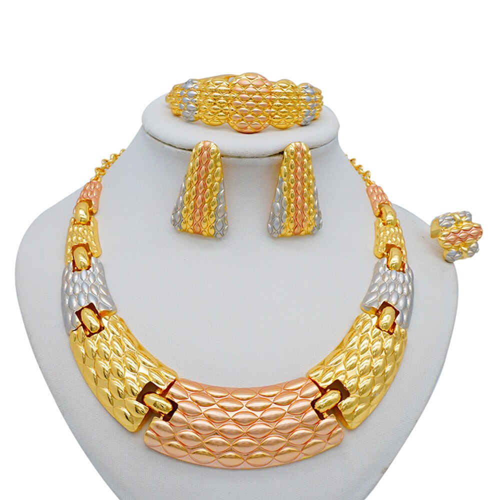 Ethiopian Rope Chain Jewelry Set For Women Ethnic Style Pendant Necklace Bracelet Earring Ring Wedding jewelry sets