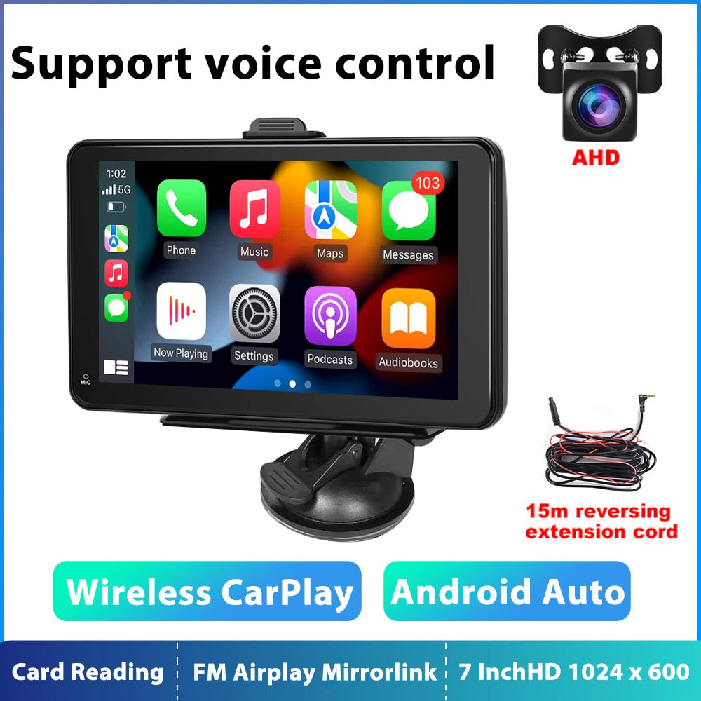 Podofo Universal 7'' Car Radio Multimedia Video Player Wireless Carplay And Wireless Android Auto Touch Screen For Nissan Toyota