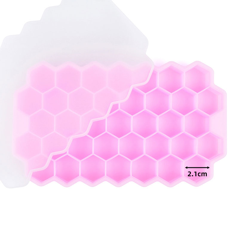 SILIKOLOVE Creative Honeycomb Ice Cube Tray Reusable Silicone Ice Mold Ice cube Maker BPA Free Ice Mould with Removable Lids