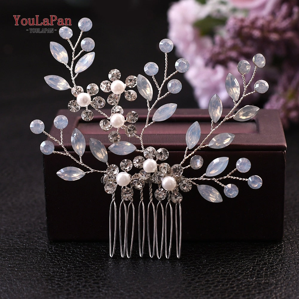 YouLaPan HP133 Rhinestone Crystal Bridal Hair Accessories Women Hair Comb Bride Hair Clips Flower Hair Pins Party Headpiece