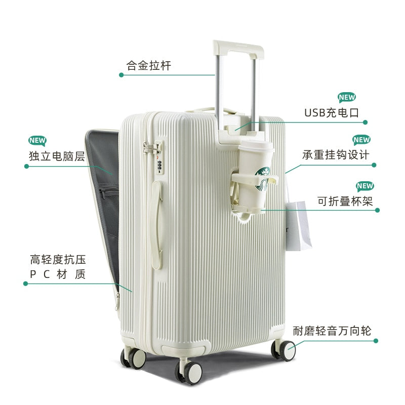 Luggage Female New 2023 Multifunctional 20 "Boarding Cabin Universal Wheel 24 Pull Rod Travel Trolley Male Password Suitcase