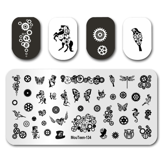 Nail Stamping MouTeen148 Cartoon Big Size Head Disney Nail Plates Stamp King Manicure Set For Nail Art Stamping