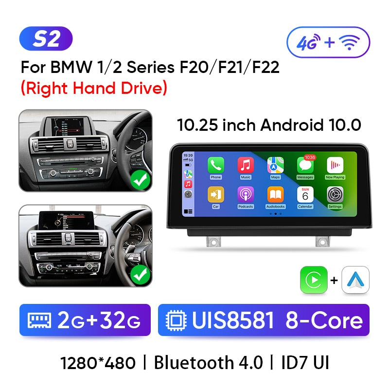 Ainavi Wireless Carplay Multimedia Player Android Auto Car stereo For BMW 1/2/3/4 Series F20/F21/F22/F30/F31/F32/F33/F34/F35/F36