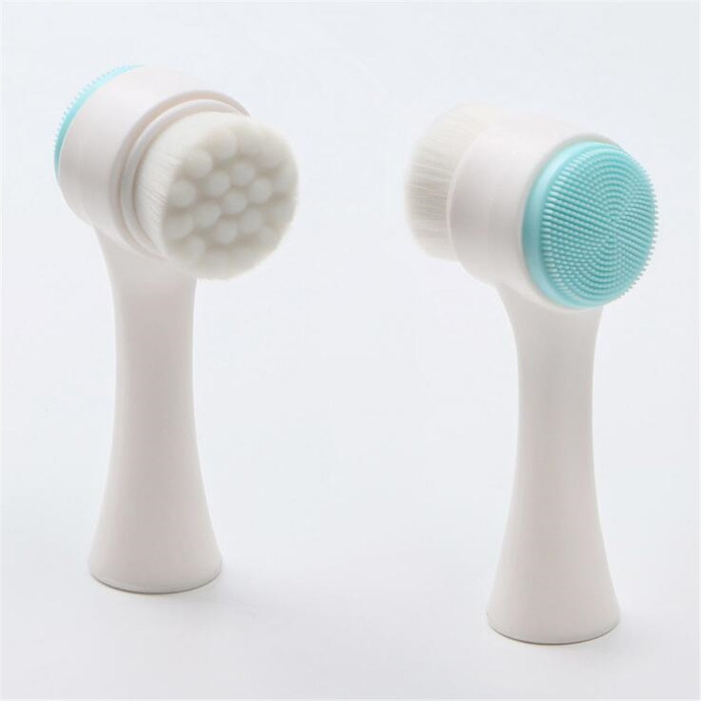 Double-sided Facial Cleansing Brush Silicone Face Skin Care Tool Facial Massage Cleanser Brush Makeup Remover Brush Beauty Tools