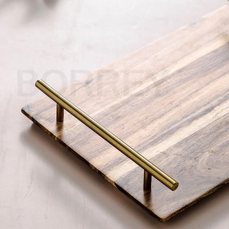 BORREY Wood Steak Plate Square Acacia Wood Food Serving Plate Japanese Sushi Wood Tray Plate Tea Tray Kitchen Wooden Dinnerware