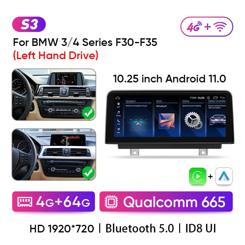 Ainavi Wireless Carplay Multimedia Player Android Auto Car stereo For BMW 1/2/3/4 Series F20/F21/F22/F30/F31/F32/F33/F34/F35/F36