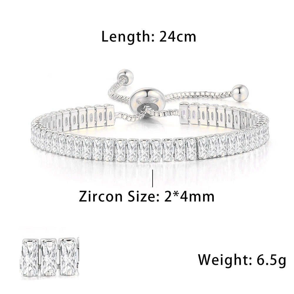 Fashionable Zircon Tennis Bracelets for Women Dazzling Various Shape Crystal Chain on Hand Trend Sexy Party Accessories Jewelry