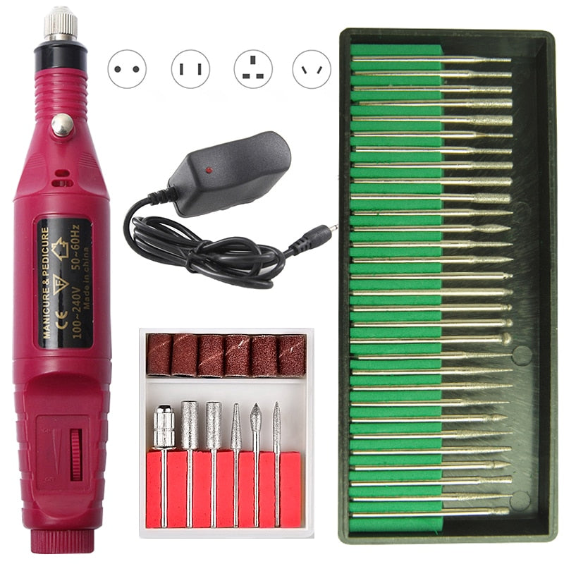 1 Set Professional Electric Nail Drill Machine Manicure Machine Pedicure Drill Set Ceramic Nail File Nail Drill Equipment Tools