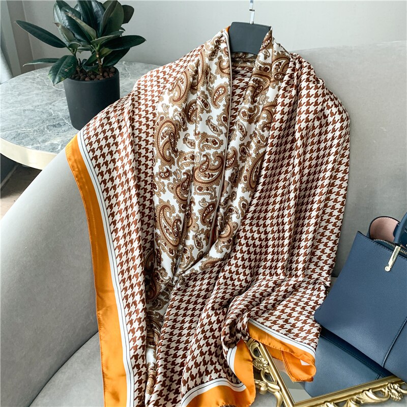 2022 New Design Brand Silk Scarves Summer Women Shawls And Wraps Print Hijabs Scarfs Foulard Femme Pashmina Beach Stoles Luxury