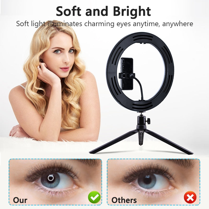 Selfie Circle Round Light Photography Led Rim Of Lamp with Optional Mobile Holder Mounting Tripod Stand Circle Round light For Live Video Stream