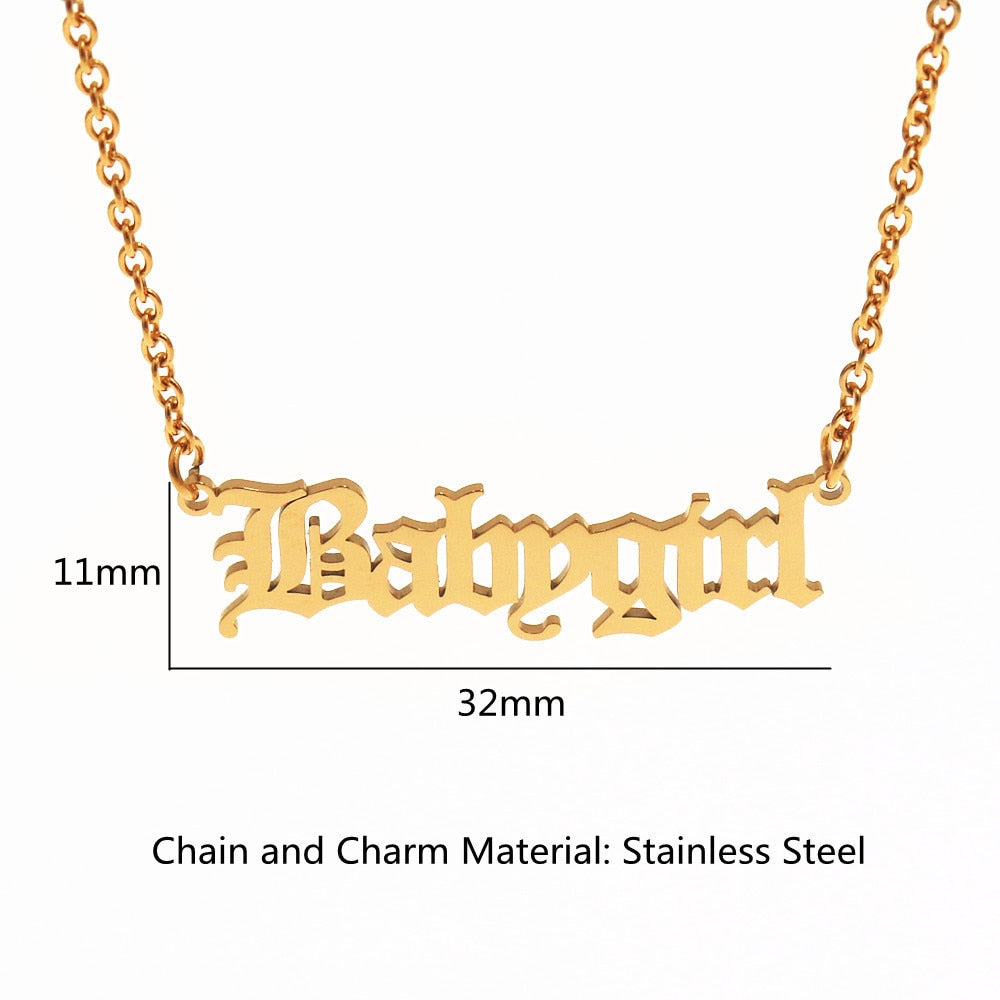 Baby Choker Angel Charm Babygirl Princess Pendant Necklaces Stainless Steel Jewelry Rose Gold Color Collar For Kids Girls