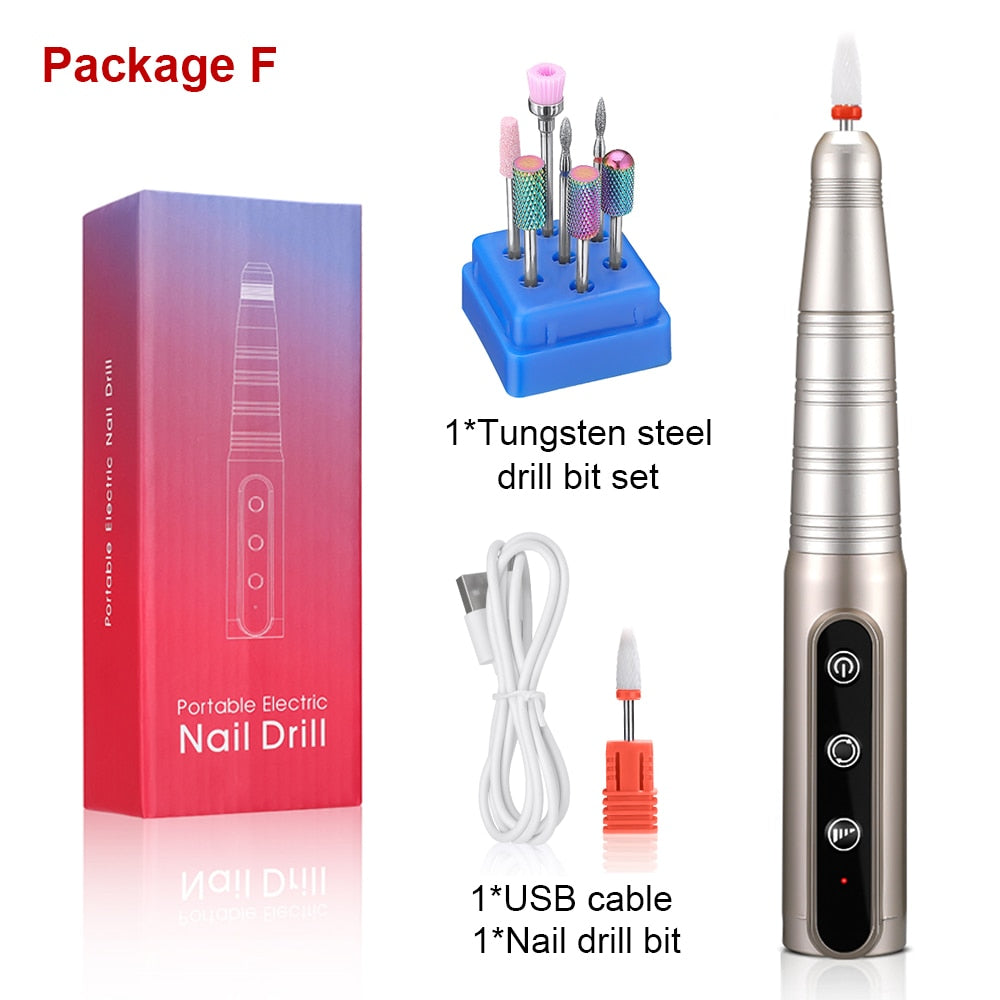 Lnkerco 35000RPM Nail Drill Machine Cordless Electric Nail Sander Professional Manicure Machine Milling Cutter For Gel Polishing