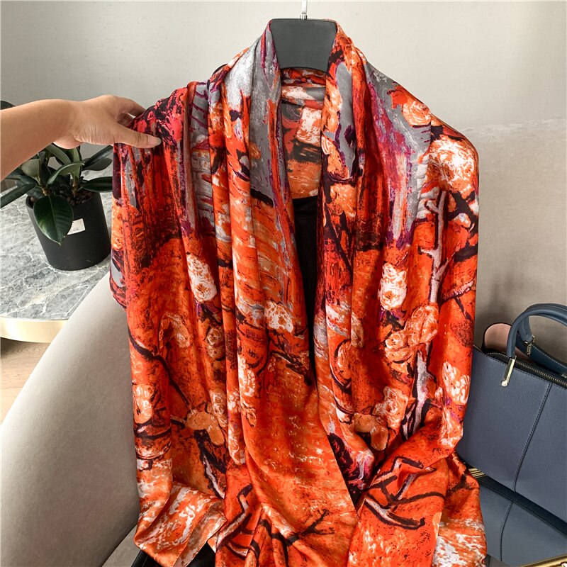 2022 New Design Brand Silk Scarves Summer Women Shawls And Wraps Print Hijabs Scarfs Foulard Femme Pashmina Beach Stoles Luxury