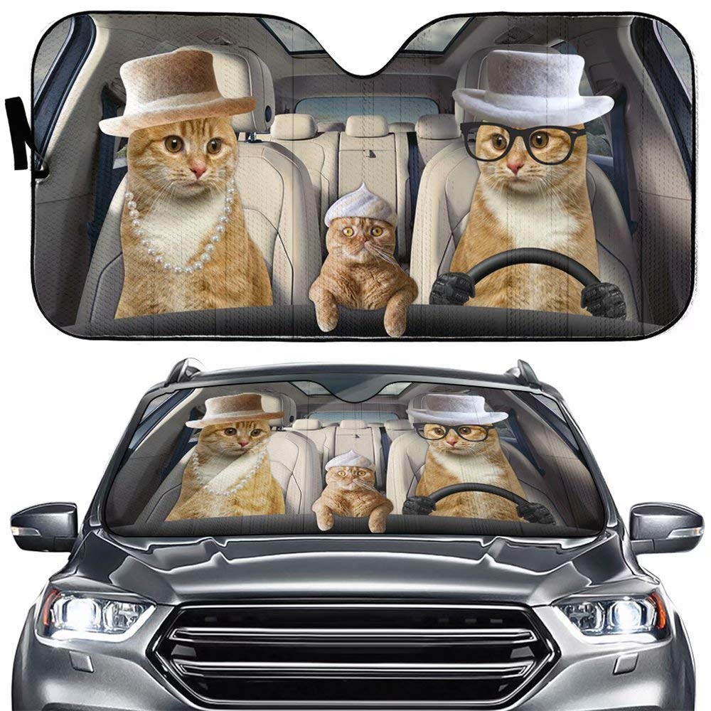 Black Cat Car Sunshade, Black Cat Gift, Black Cat Car Decoration, Cat Seat Cover, Gift for Father, Automatic Sun Shade