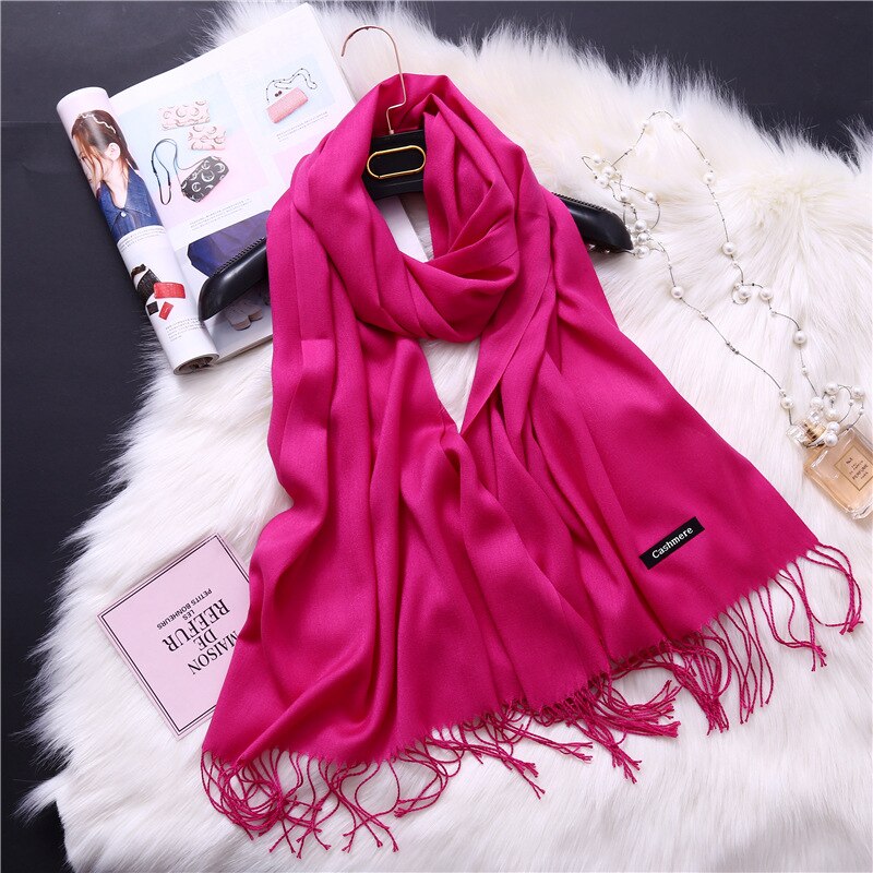 2022 Winter Scarves For Women Shawls Warm Wraps Lady Pashmina Pure Blanket Cashmere Scarf Neck Headband Hijabs Stoles Foulard