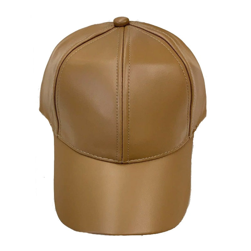 Women Men Hat PU Leather Baseball Cap Visor Light Board Solid Men Hip Hop Cap Outdoor Sun Hat Adjustable Sports caps