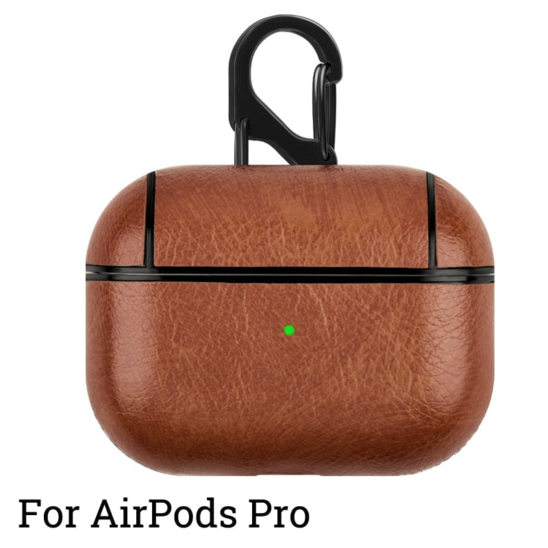 Luxury PU Leather Case for Airpods Pro Protective Cover with Anti-lost Buckle for Air Pods 2 1 3 Headphone Earpods Fundas