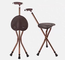 1PC Lightweight Folding Walking Stick With Seat Tripod Stool Portable Walking Cane Chair For Old People