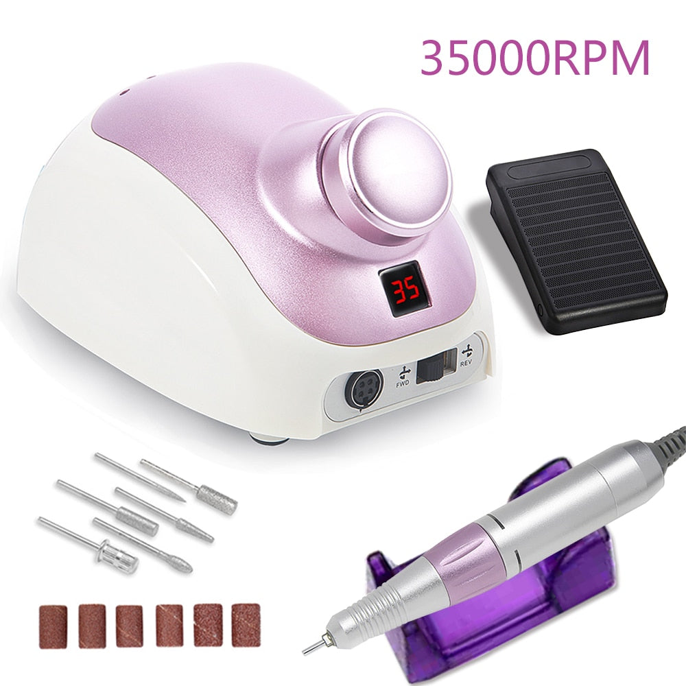 Nail Drill 35000RPM Machine Electric Manicure Drill Machine& Accessory Nail Machine Kit with Milling Cutter Electric Nail Tool