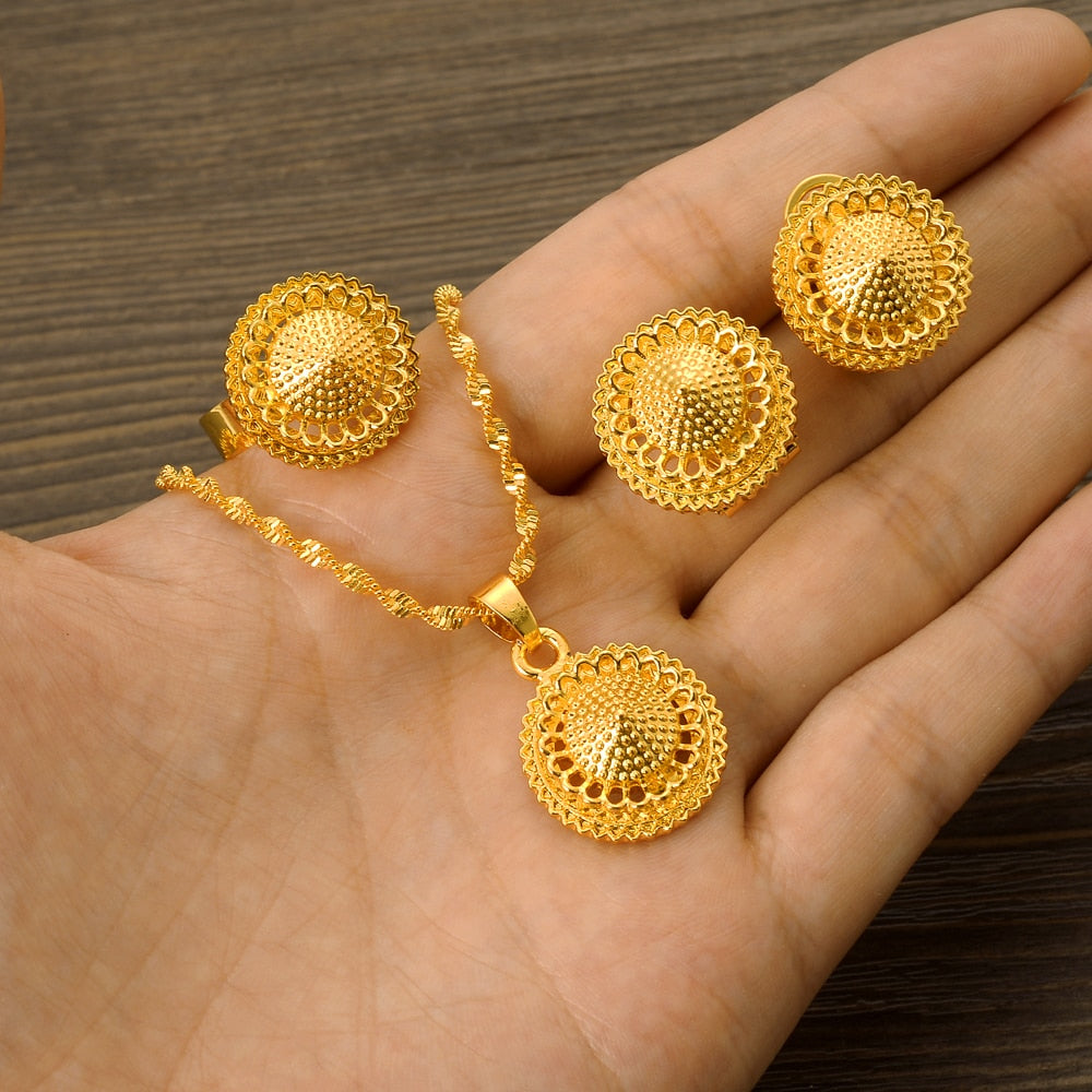 24K Gold Color Ethiopian Traditiona Newest Item Jewelry Sets  Ethiopia Eritrea Sets For Women's Habesha Wedding Party Gifts