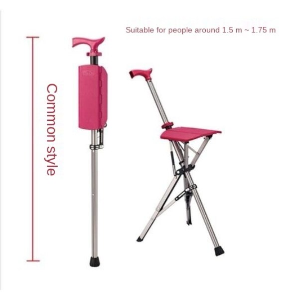 Folding Crutch Chair Elderly Hand Stool Light and Portable Delta Chair Can Sit Non-Slip Walking Stick