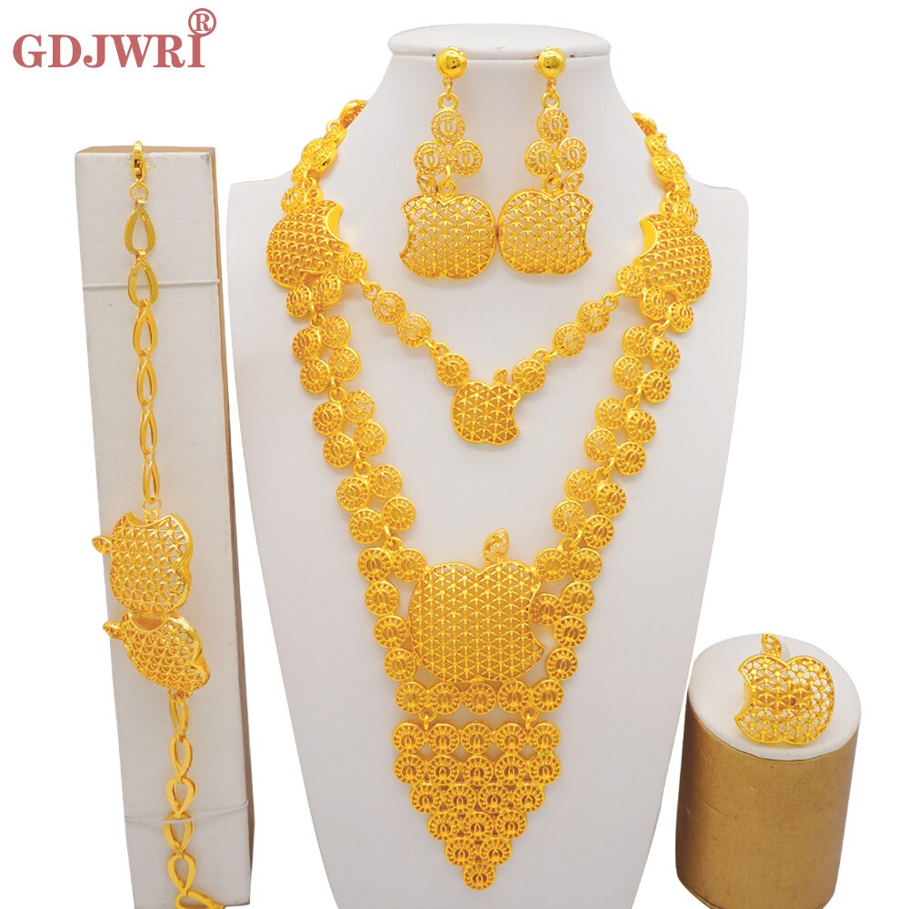 Fashion Dubai Gold Color Luxury Ethiopian Irregular Jewelry Sets African India Wedding Necklace Earrings Set For Women Party