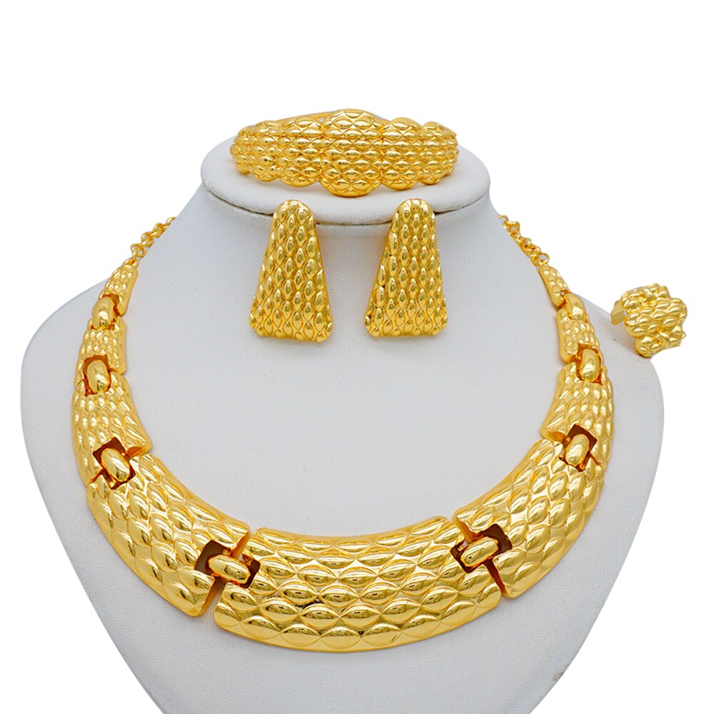 Ethiopian Rope Chain Jewelry Set For Women Ethnic Style Pendant Necklace Bracelet Earring Ring Wedding jewelry sets