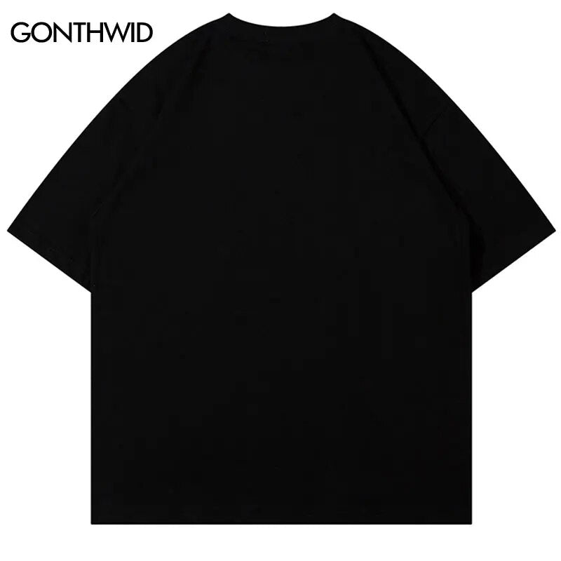 Men Oversized T Shirt Star Splicing Harajuku Streetwear Tshirts Man 2023 Fashion Casual Loose Cotton Hip Hop Y2K T-shirt Tops