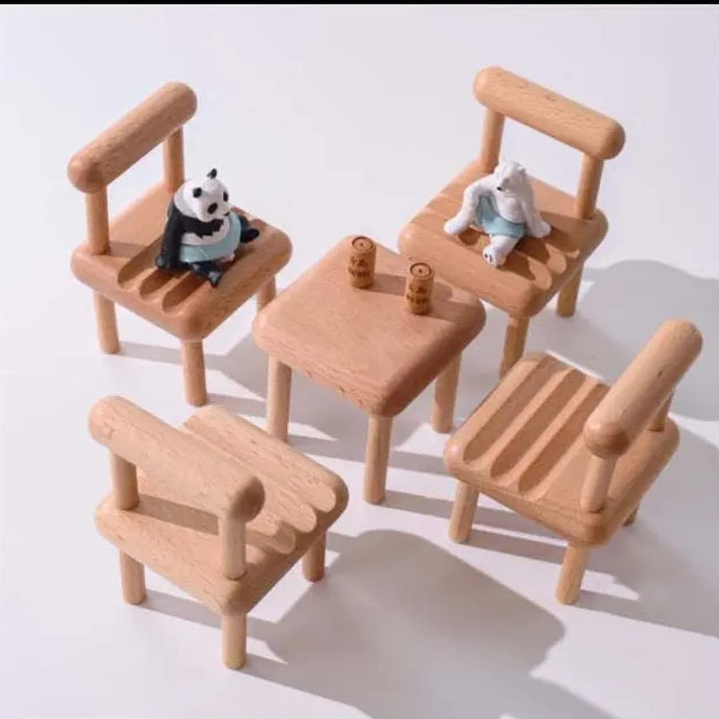 Cute Mini Chair Phone Holder, Card Display Wooden Stand for Desk, Multi-Angle Universal Mobile Phone Stand for iPhone Samsung