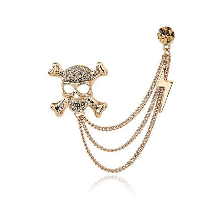 Korean British Style Crown Bird Brooch Cross Suit Tassel Chain Lapel Pin Angle Wings Badge Retro Female Corsage Men Accessories