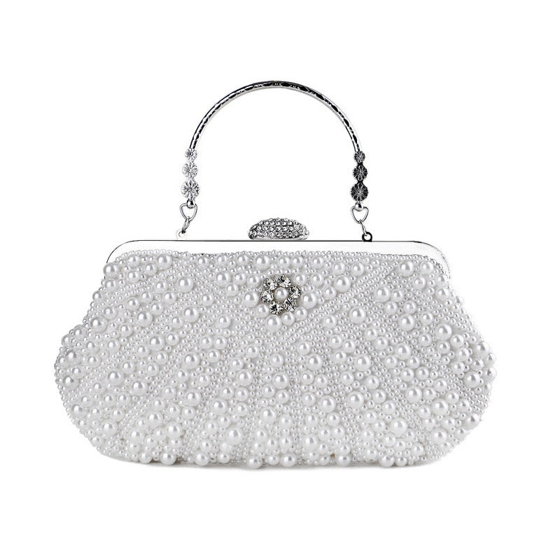 Women messenger beaded women vintage evening bags imitation pearl shell women bag shoulder bags,diamonds clutch bag for wedding