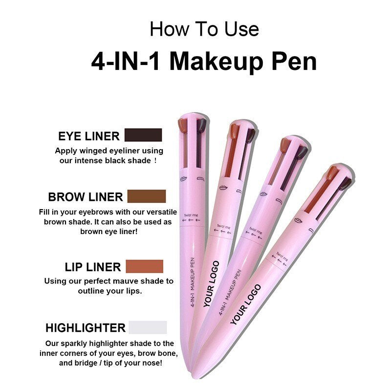 4 in1 Makeup Pen Touch up Eyebrow Eyeline Waterproof Sweatproof Long Lasting Drawing Pencil Easy Color Makeup Cosmetic Tool