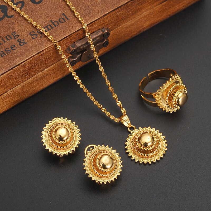 24K Gold Color Ethiopian Traditiona Newest Item Jewelry Sets  Ethiopia Eritrea Sets For Women's Habesha Wedding Party Gifts