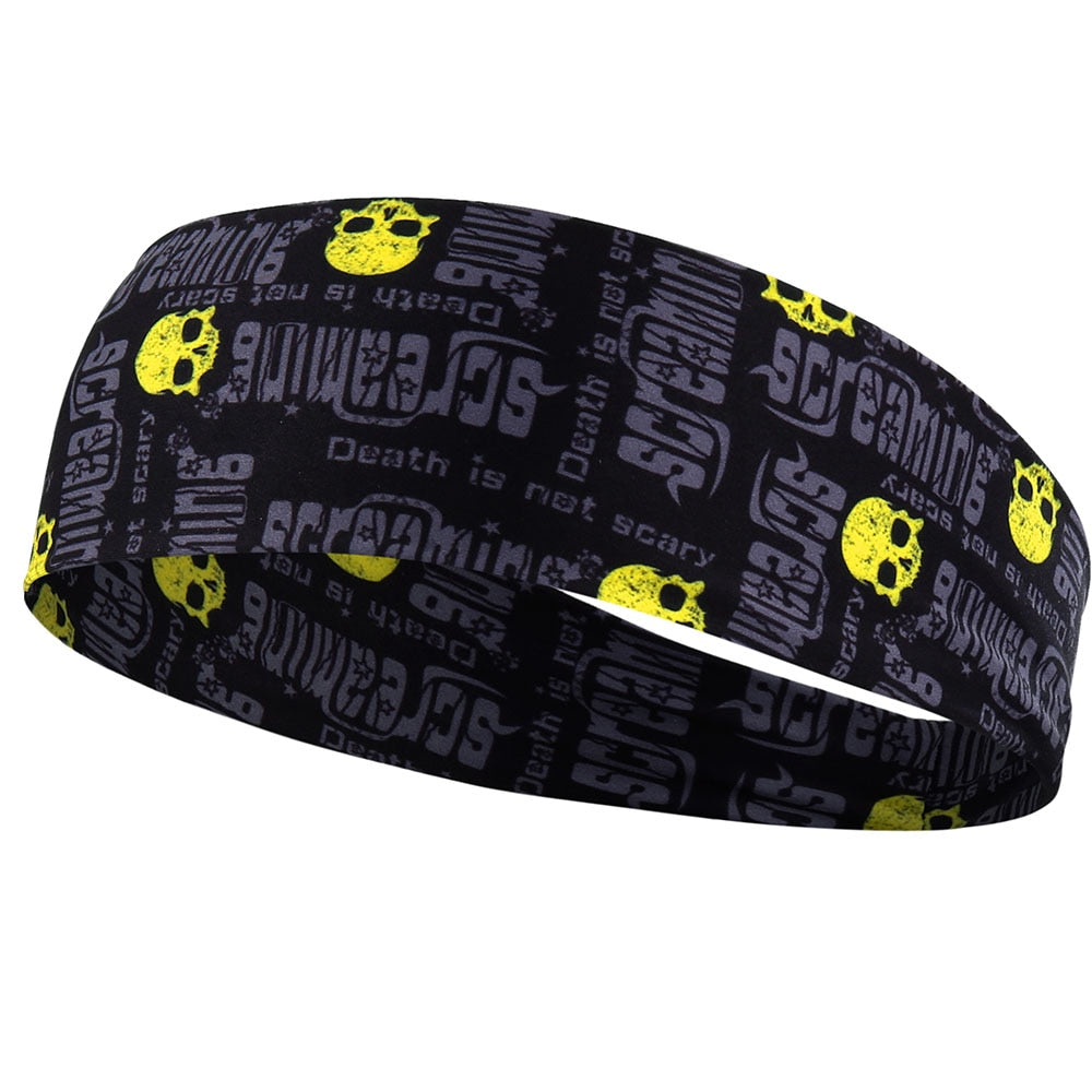 Gothic Skull Headband Sweat Bandage Sport Head Hair Band Workout Tennis Fitness Jog Basketball Running Scary Sweatband Women Men