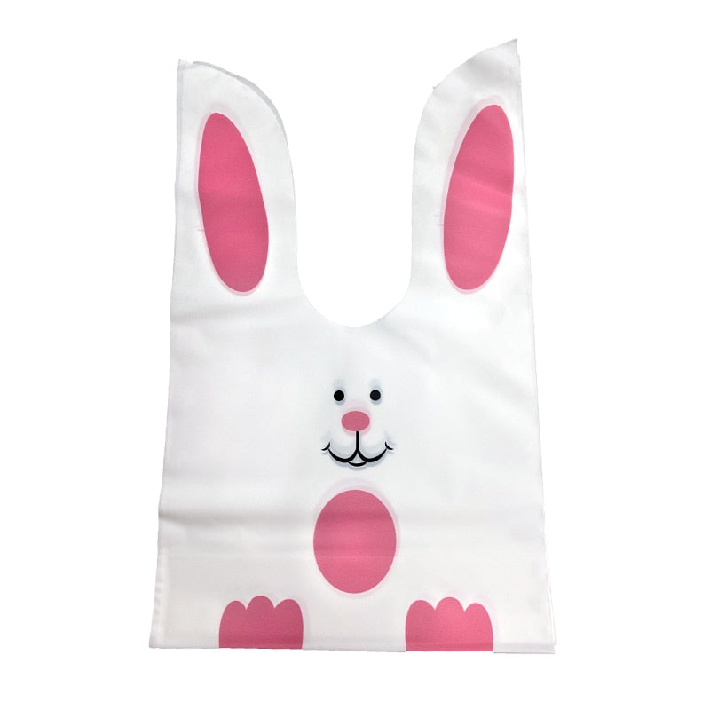 20/50pcs Rabbit Gift Bags Cones Transprant Plastic Bag Carrot Candy Bags Kids Birthday Party Decoration Easter Party Decorations