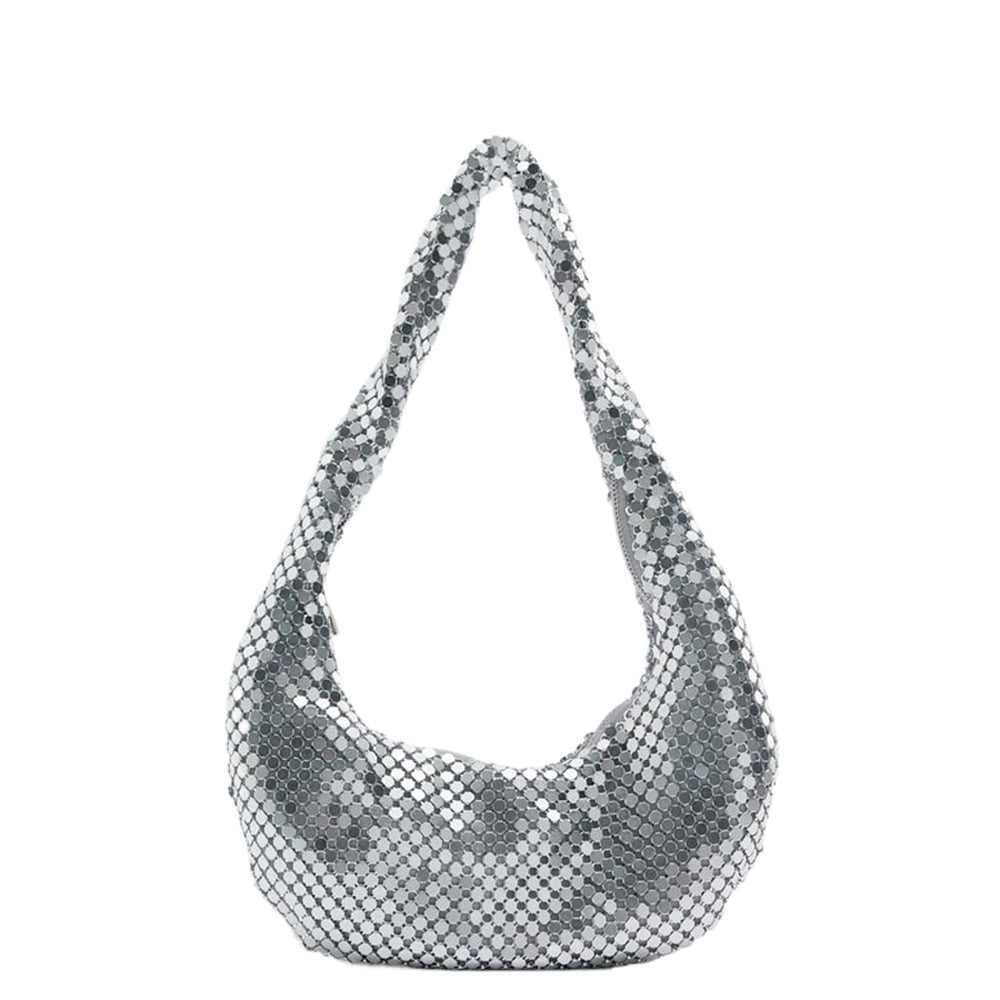 Handle Shining Evening Clutch Bag Luxury Designer Purses and Handbag Silver Shoulder Hobo Bags For Wedding Party