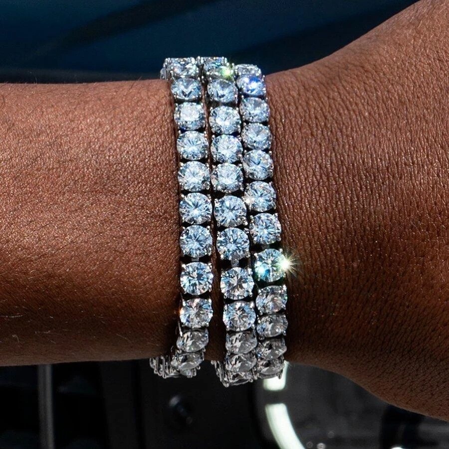 Hip Hop Iced Out 3/4/5mm Crystal Tennis Bracelet for Men Homme Trendy Punk Zirconia Men&#39;s Chain on The Hand Streetwear Jewelry