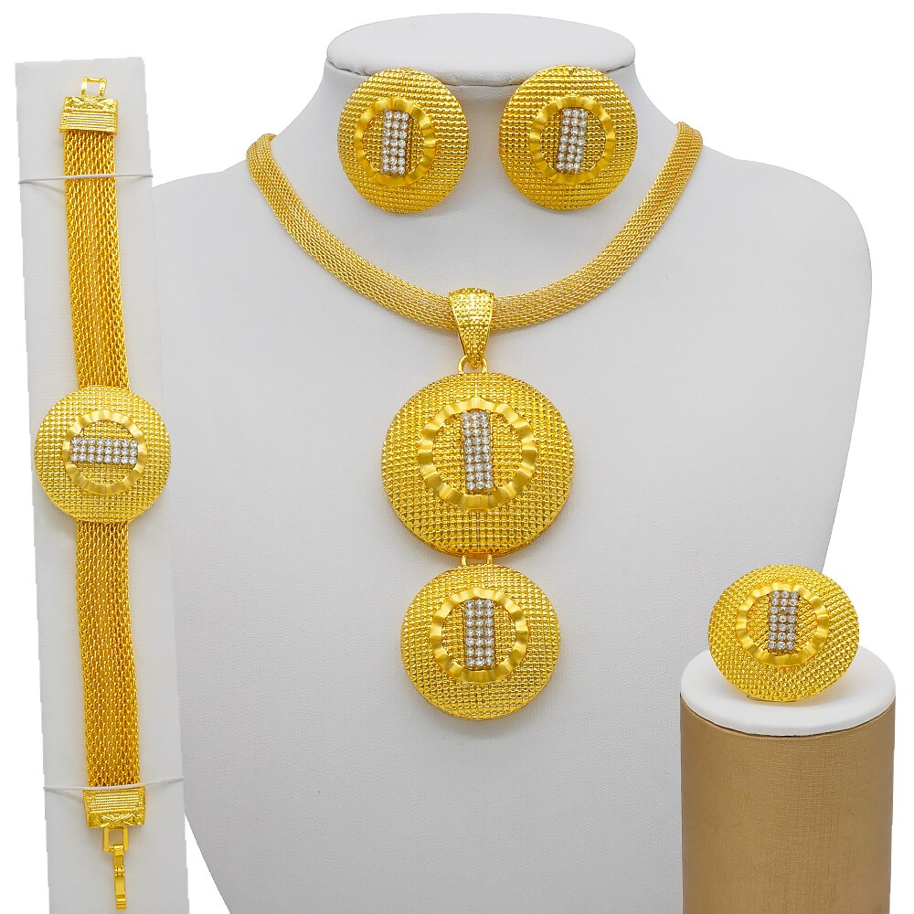 Fashion Dubai Gold Color Luxury Ethiopian Irregular Jewelry Sets African India Wedding Necklace Earrings Set For Women Party