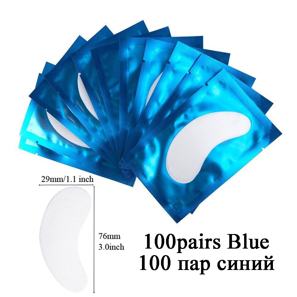 100Pairs Lint Free Under Eye Gel Pads Hydrating Eye Paper Patches Grafted Eyelashes Extension Eye Tips Sticker Wraps Makeup Tool