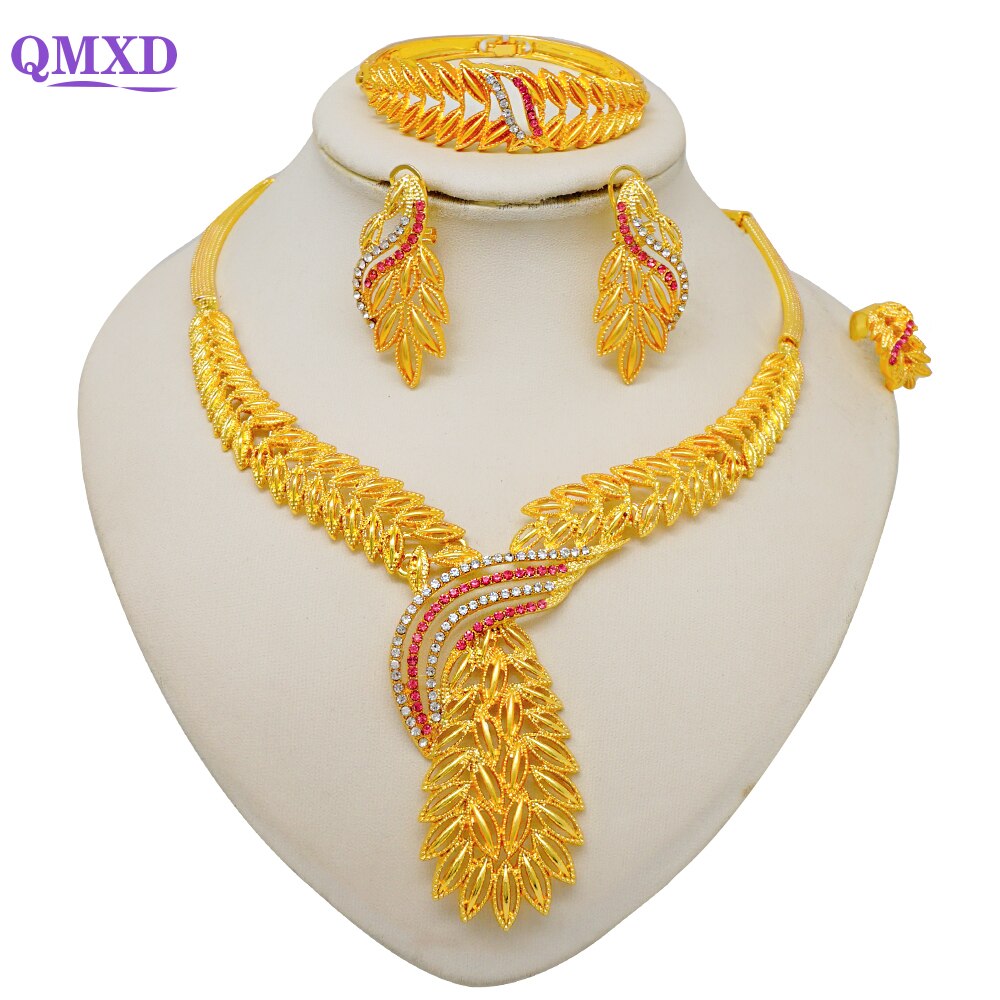 Ethiopian Rope Chain Jewelry Set For Women Ethnic Style Pendant Necklace Bracelet Earring Ring Wedding jewelry sets