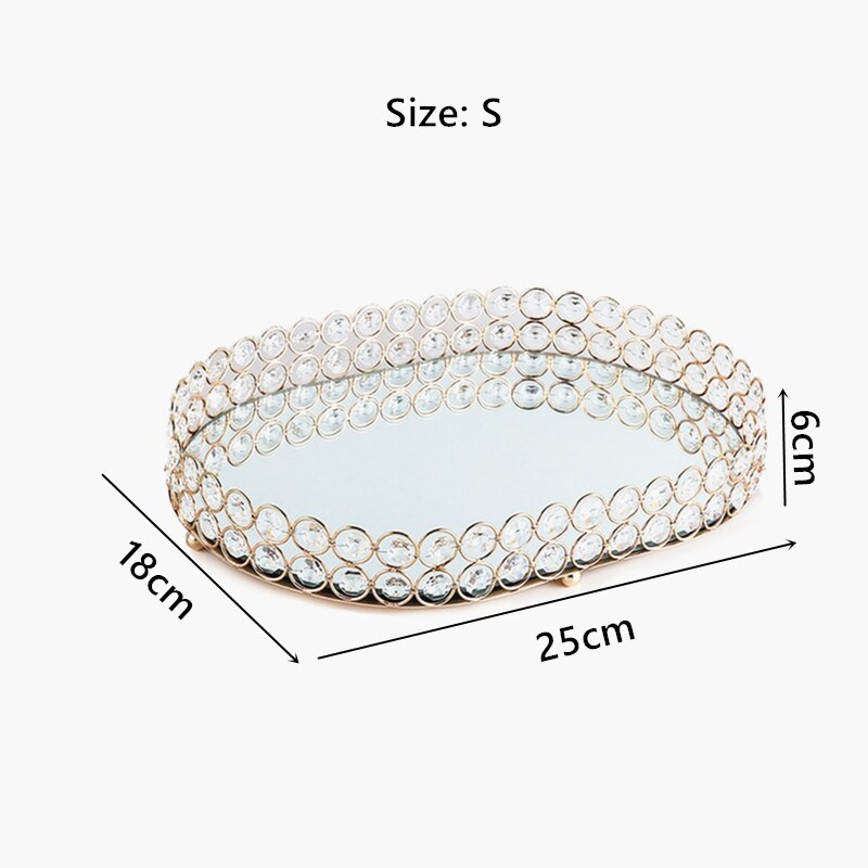 1pcs Wedding Dessert Crystal Tray Cosmetic Storage Snacks Plate Candy Holder Home Hotel Party Desktop Decoration