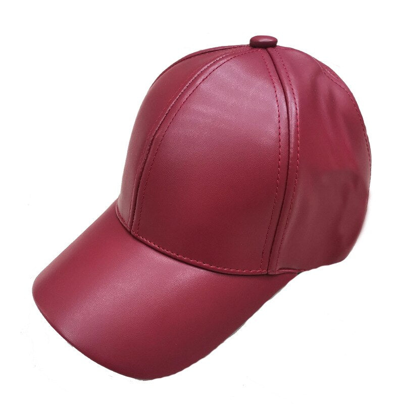 Women Men Hat PU Leather Baseball Cap Visor Light Board Solid Men Hip Hop Cap Outdoor Sun Hat Adjustable Sports caps