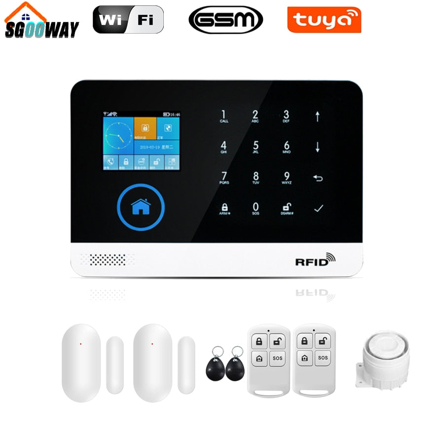 Tuya APP Wifi GSM GPRS Wireless Home Burglar Security Alarm System Integrated Via WIFI IP Camera With Flashing Siren