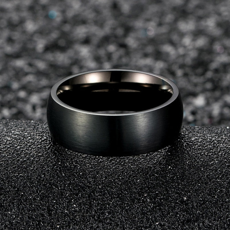 Classic Men Stainless Steel Rings Black Solid Simple Vintage Rings For Men Wedding Bands Christmas Party Jewelry Gift Wholesale