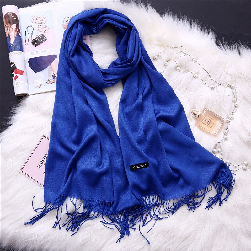 2022 Winter Scarves For Women Shawls Warm Wraps Lady Pashmina Pure Blanket Cashmere Scarf Neck Headband Hijabs Stoles Foulard