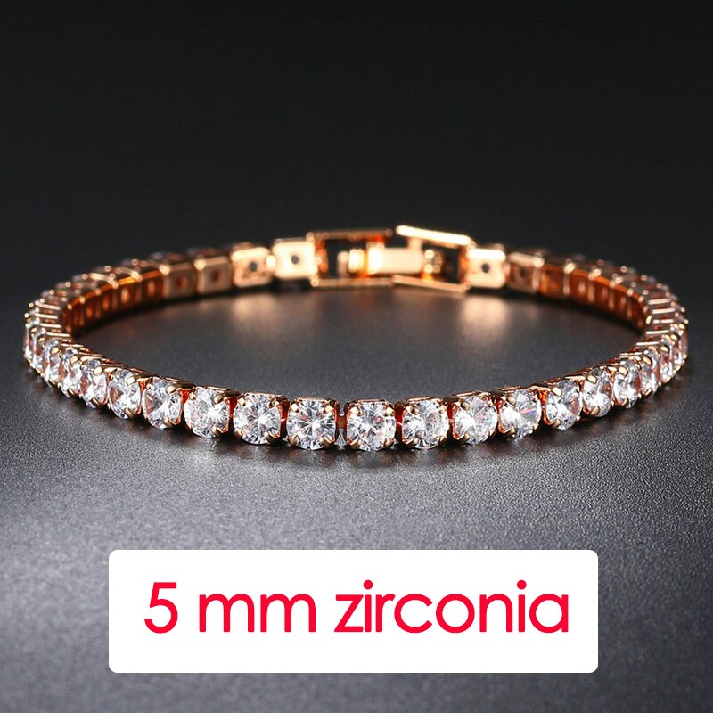 Hip Hop Iced Out 3/4/5mm Crystal Tennis Bracelet for Men Homme Trendy Punk Zirconia Men&#39;s Chain on The Hand Streetwear Jewelry