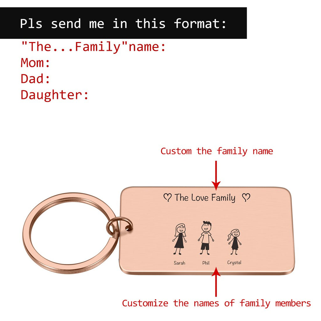 Personalized Family Keychain Engraved Family Gifts for Parents Children Present Keyring Bag Charm Families Member Gift Key Chain