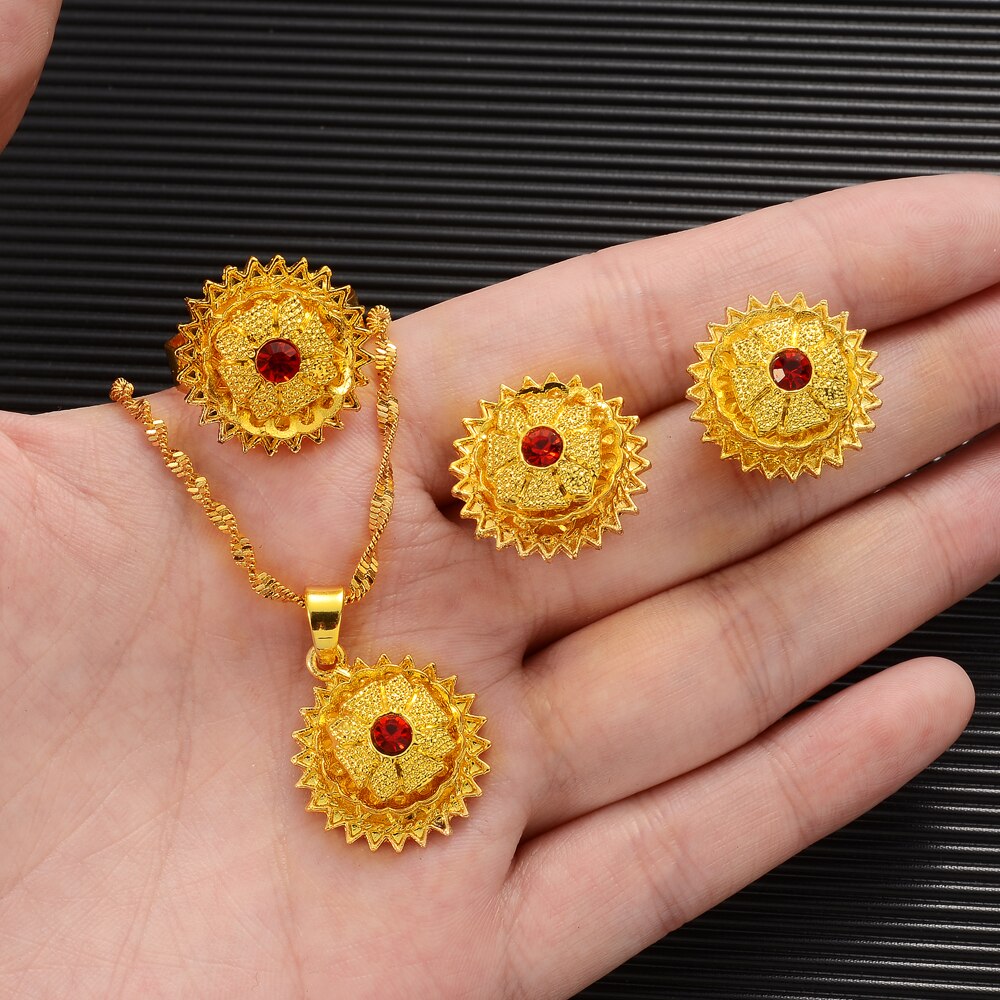 24K Gold Color Ethiopian Traditiona Newest Item Jewelry Sets  Ethiopia Eritrea Sets For Women's Habesha Wedding Party Gifts